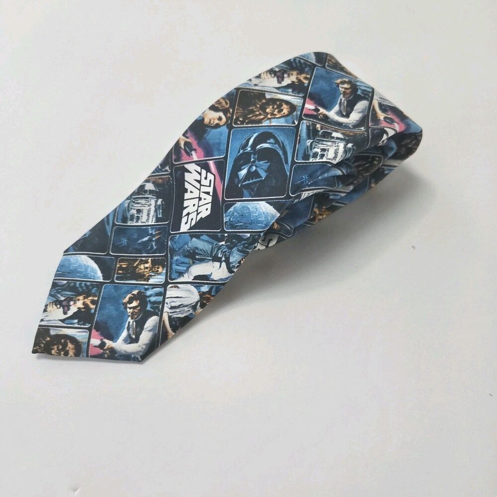 Star Wars A New Hope Poster Panel Comic Strip Men's Tie Blue Black Novelty